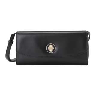 Agnes B. Cow Leather Shoulder Bag Women's Black/Fuchsia