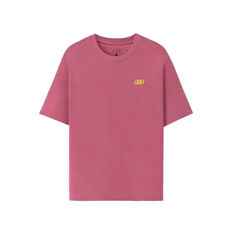 Skechers T Shirts Unisex Malaga Pink/05J6 Crew Neck Moderate