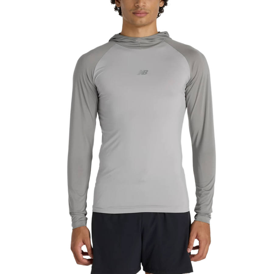 New Balance New Balance T Shirts Men's Slate Gray & Rain Mist Gray Hooded Non Detachable Moderate