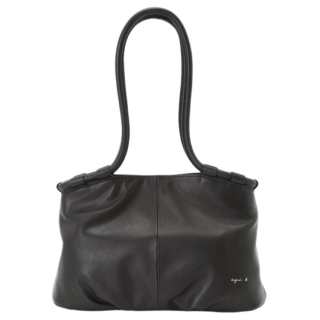 Agnes B. Cow Leather Tote Bag, Shoulder Bag Medium Women's Black