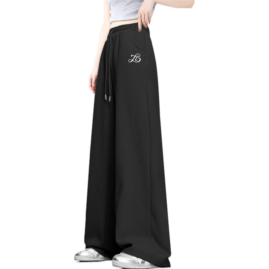 Tonlion Casual Pants Women's Thickened And Fleece Lined Wide Leg Pants