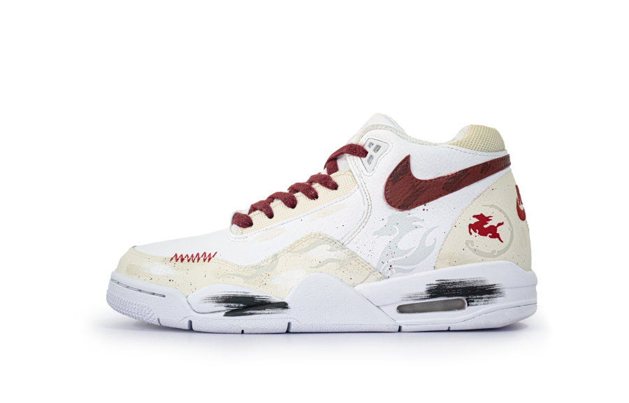 Nike Nike Flight Legacy Billion Horses In The Lead Mid top Vintage Basketball Shoes Unisex White Red
