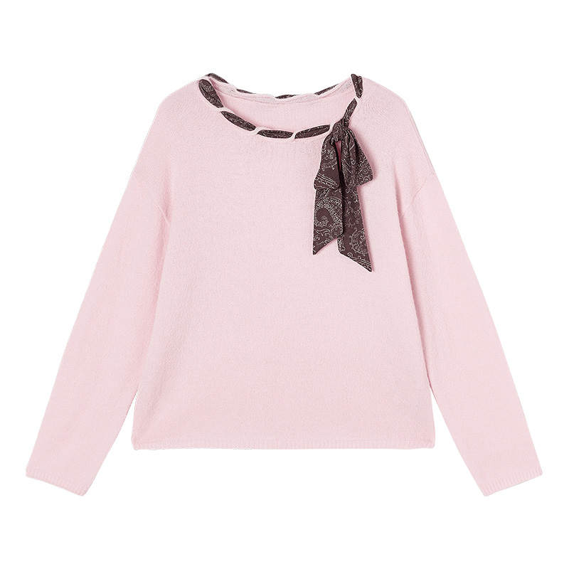XIANGYING Knitwear Women's Light Pink Boat Neck Moderate Other