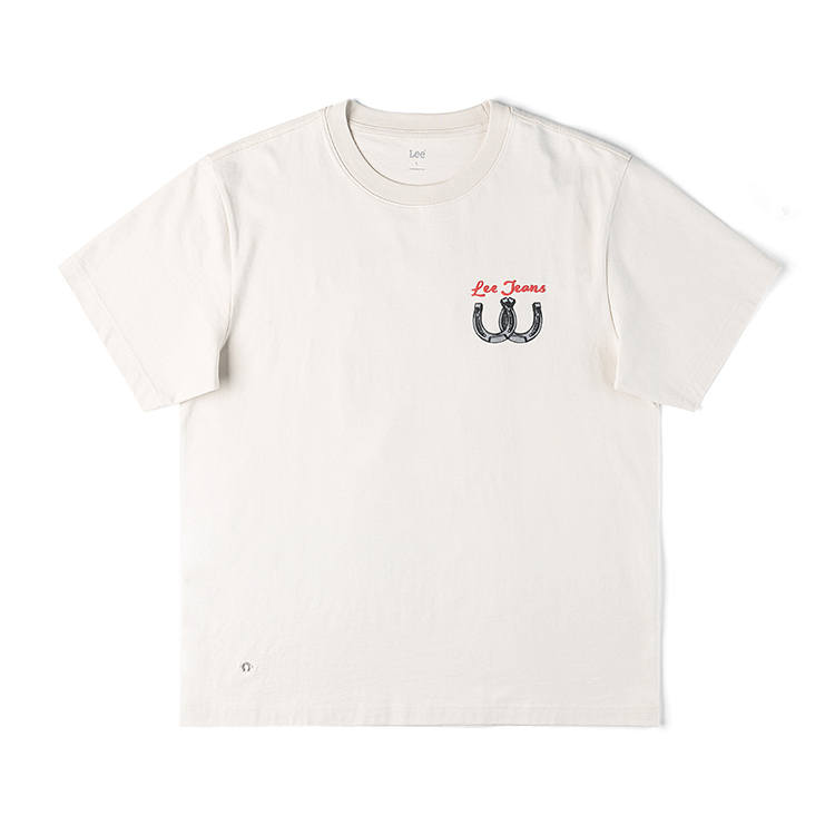 Lee T Shirts Unisex Milk White Crew Neck Moderate Straight Fit