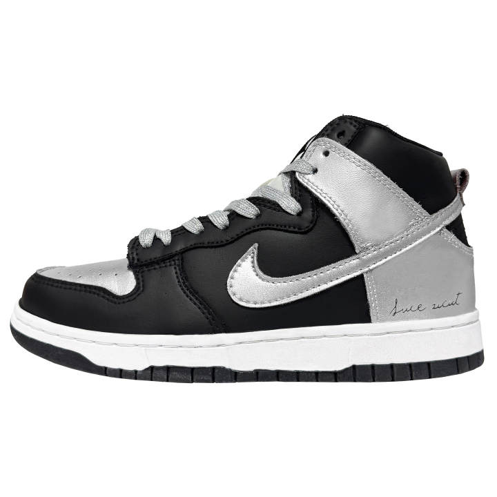 Nike Nike Dunk Platinum Silver Jazz Abrasion Resistant Breathable High top Skateboard Shoes Unisex Black Silver