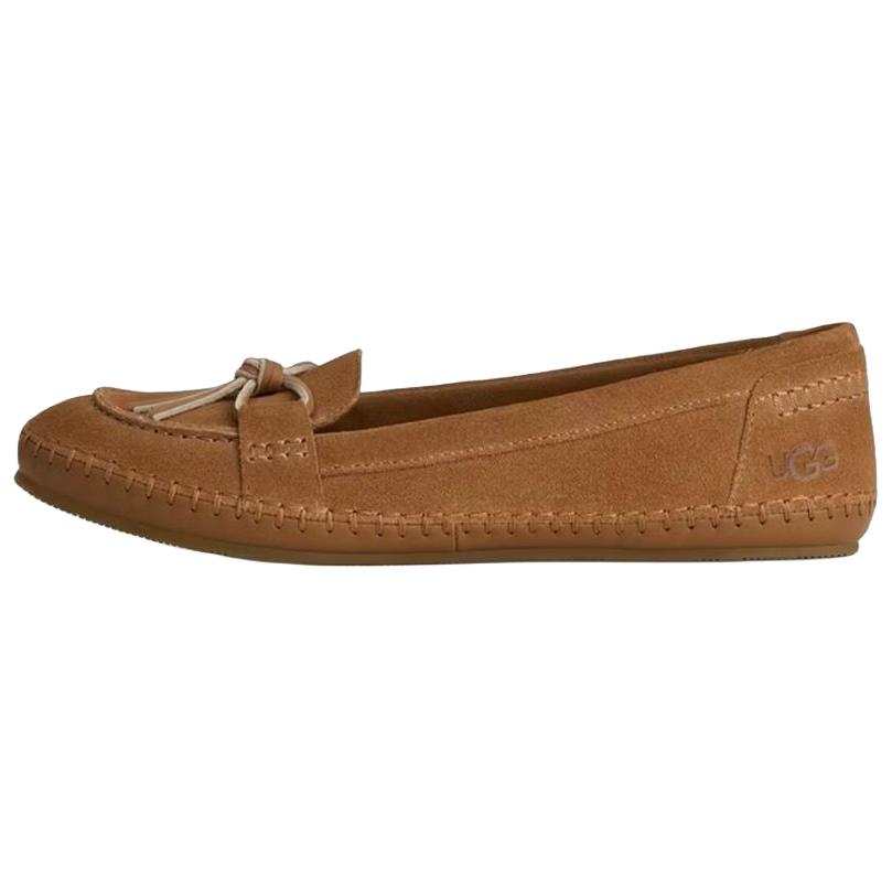 UGG Fashion Cow Split Leather Casual Shoes Women's Chestnut