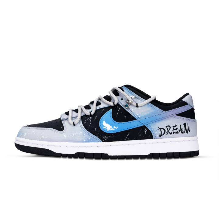 Nike Nike Dunk Black White, Starry Weaving Dreams Abrasion Resistant Slip Resistant Low top Skateboard Shoes Unisex Gray