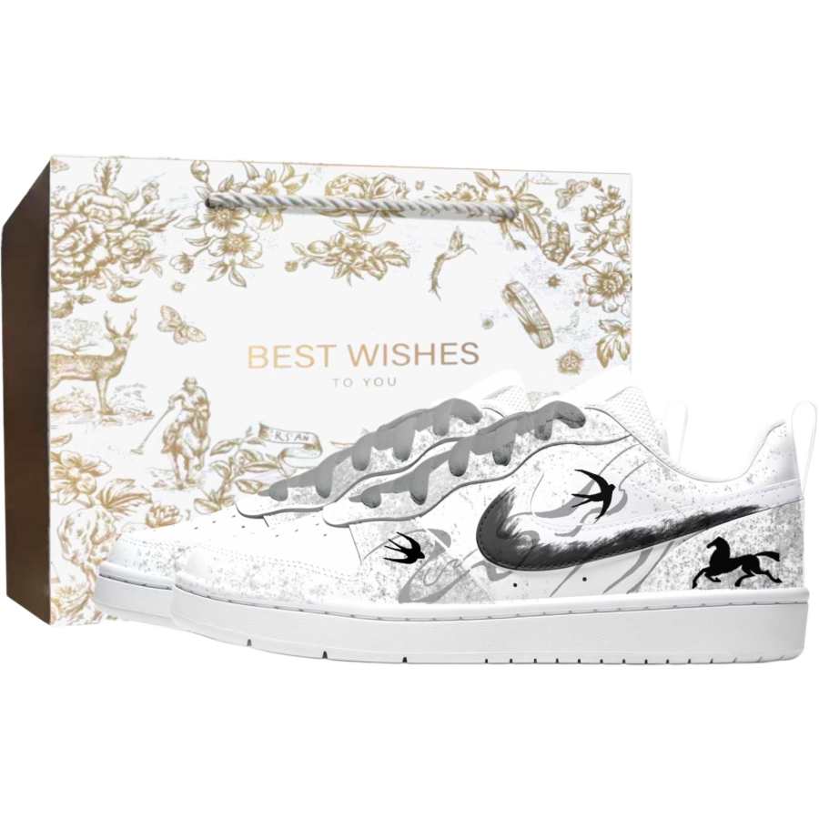 Nike Nike Court Borough Leather Slip Resistant Abrasion Resistant Cushioning Low top Kids' Skateboarding Shoes Unisex