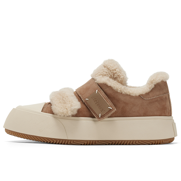 GG-CC GG CC Fuzzy Shoes Thermal Height Increasing Low top Fleece Lined Skateboard Shoes Women's
