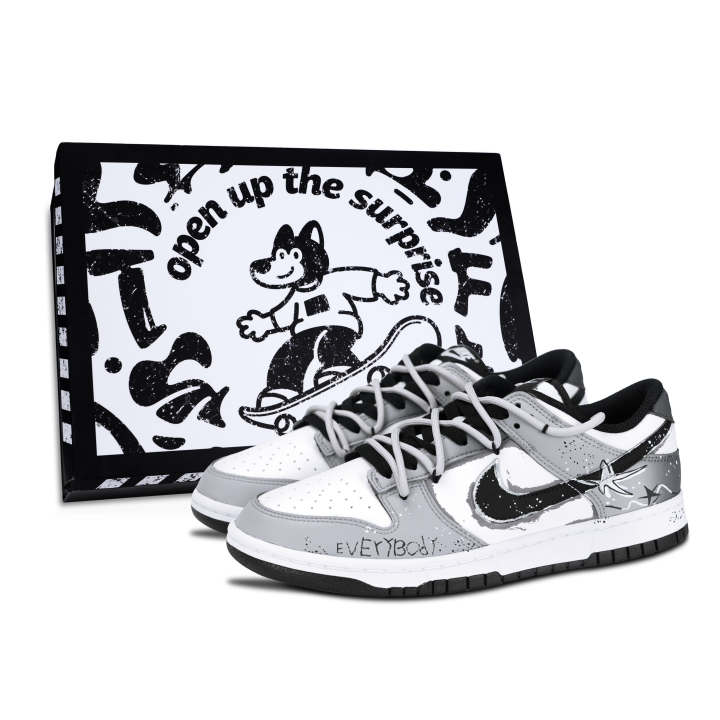Nike Nike Dunk Black White, Flying Star Abrasion Resistant Slip Resistant Abrasion Resistant Slip Resistant Low top