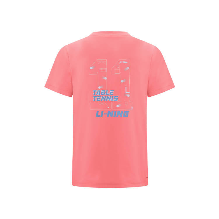 Li-Ning Li Ning T Shirts Unisex Rust Pink Orange Crew Neck