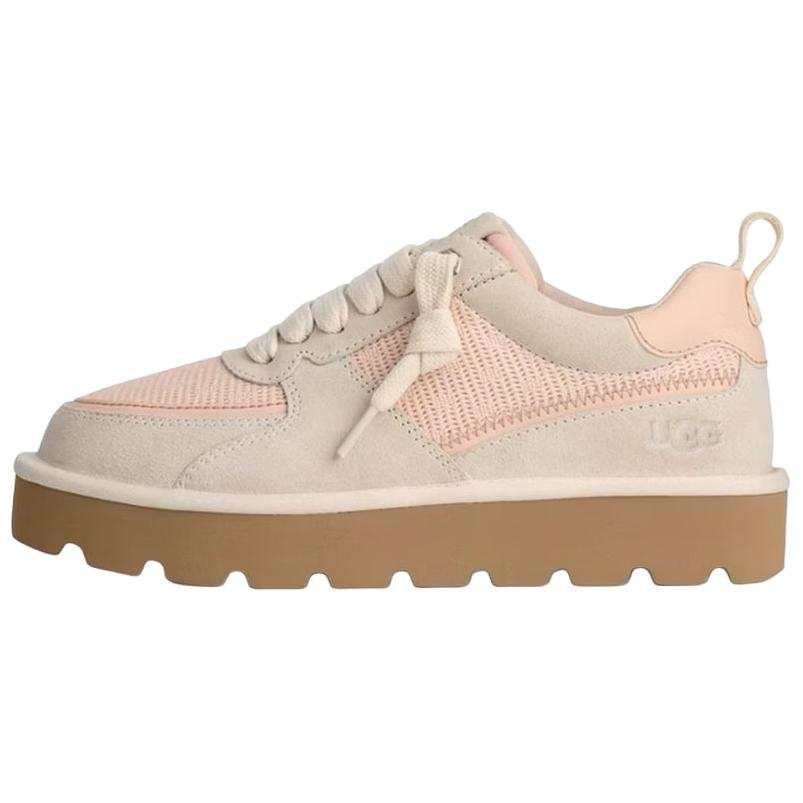 UGG Highland Cow Split Leather Low top Casual Shoes Women's Jasmine White