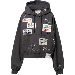 Maison Mihara Yasuhiro SS26 Embellished Sticker Hoodie Sweatshirt Women's