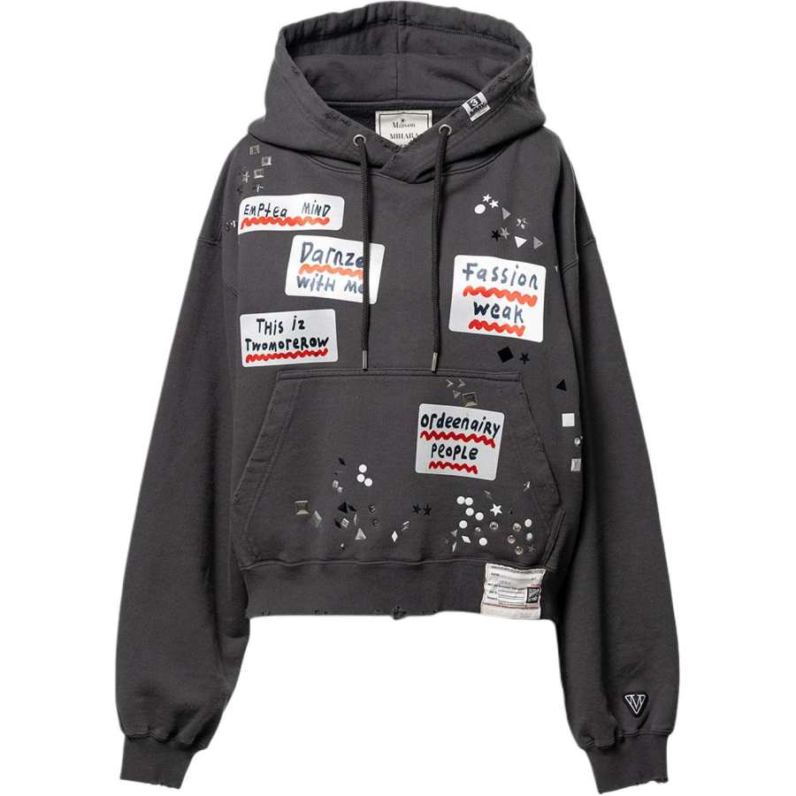 Maison Mihara Yasuhiro SS26 Embellished Sticker Hoodie Sweatshirt Women's
