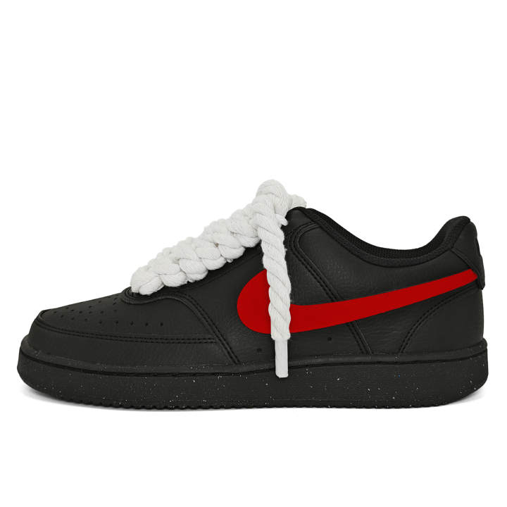 Nike Nike Court Vision 1 Black Field Red Silk Synthetic Leather Cushioning Abrasion Resistant Cushioning, Wear Resistant