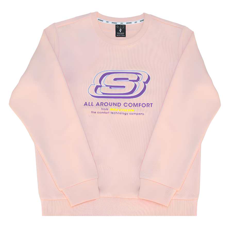 Skechers Sweatshirts Women's Warm Pink Crew Neck Moderate Regular