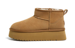 HUANQIU Short Snow Boots Men's Camel