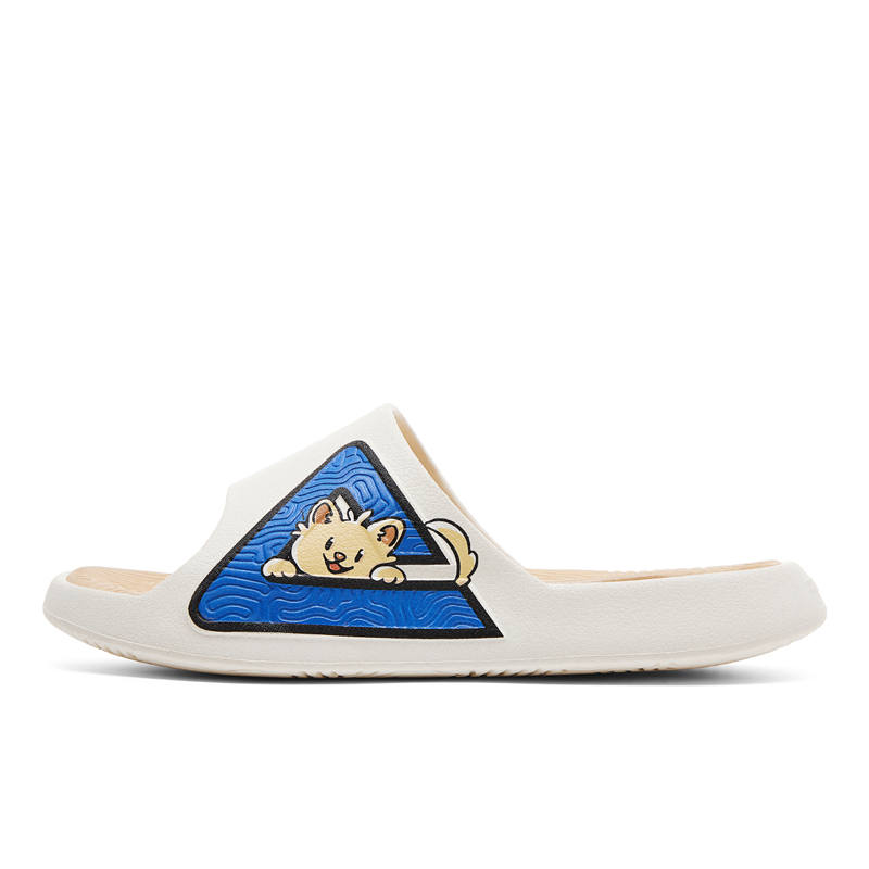 PEAK Taichi Wangwang Slippers Cushioning Slip Resistant Odor Resistant Slide Slippers Unisex Ecru Colorful Blue