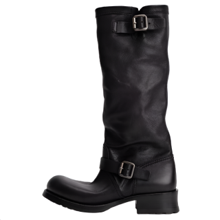 PRADA Cow Leather Knee high Boots 4cm Women's Black