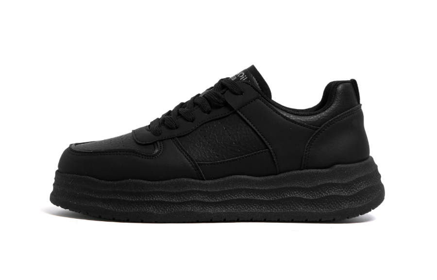 HUANQIU Synthetic Leather Low top Skateboard Shoes Men's Black