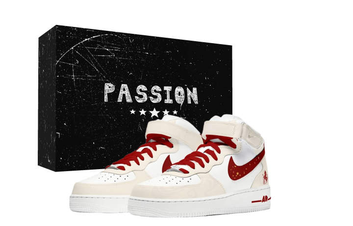 Nike Nike Air Force 1 Red Chestnut AF1 Slip Resistant Slip Resistant Mid top Skateboard Shoes Men's White Beige