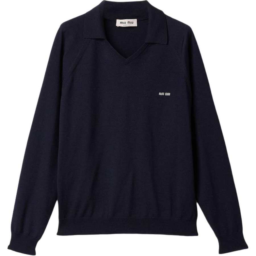 Miu Miu Logo-Embroidered Polo Jumper
