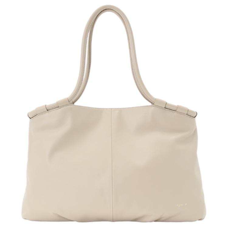 Agnes B. Cow Leather Tote Bag, Shoulder Bag Large Women's Black/Beige