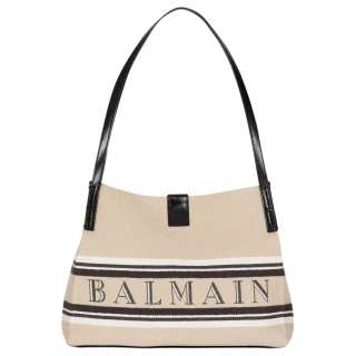 BALMAIN Canvas Tote Bag, Shopping Bag, Shoulder Bag, Handbag Small Women's Beige