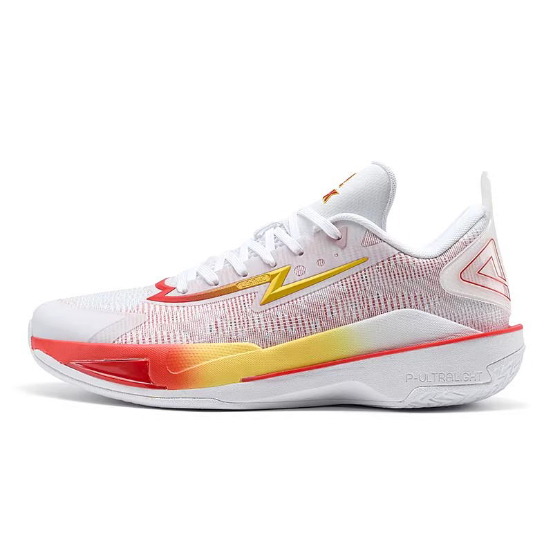 PEAK Lightning 11 Comfortable Slip Resistant Low top Basketball Shoes Men's White Red