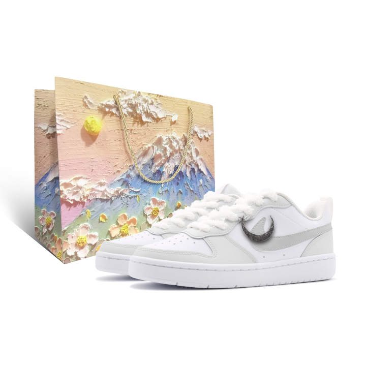 Nike Nike Court Borough Moon White Tea Leather Cushioning Abrasion Resistant Slip Resistant