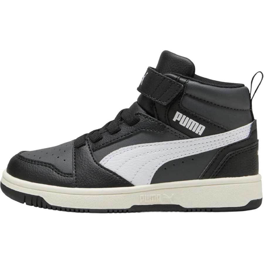 PUMA Rebound V6 Synthetic Leather Slip Resistant Slip Resistant Mid top Skateboard Shoes Black Kids'