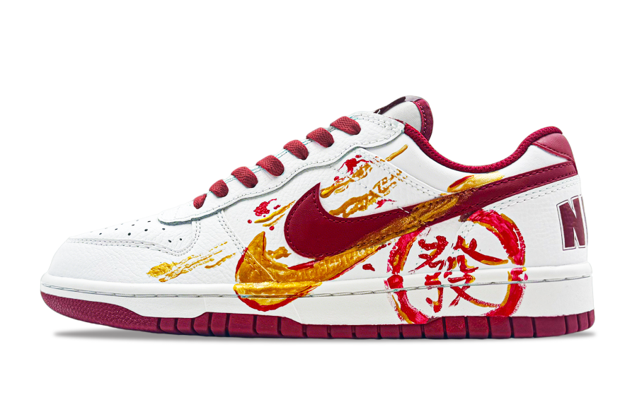 Nike Nike Big Leather Abrasion Resistant Breathable Low top Skateboard Shoes Men's Red White