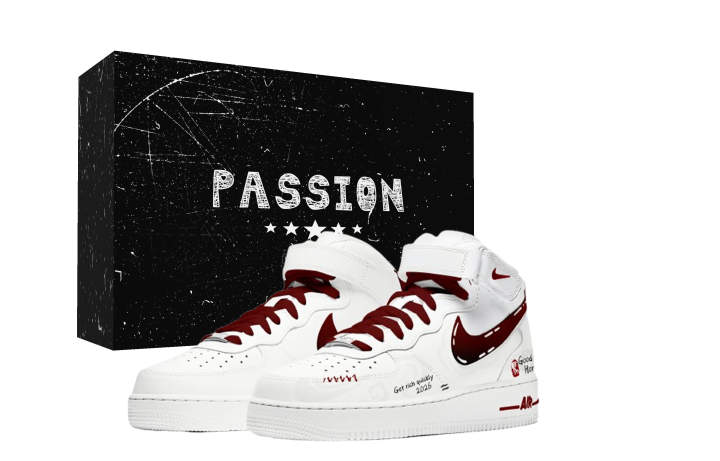 Nike Nike Air Force 1 Red Luck Swift Horse Slip Resistant Slip Resistant Mid top Skateboard Shoes Men's White Red