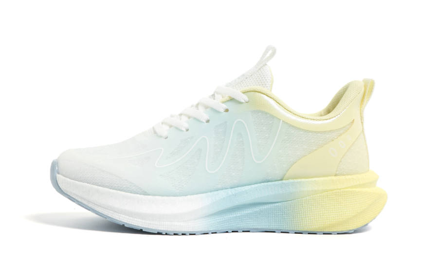 HUANQIU Low top Sprint Long Distance Running Shoes Women's White Blue Yellow
