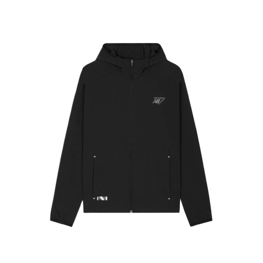 New Balance New Balance Jackets Unisex Black Hooded Moderate Wind Shell