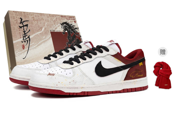 Nike Nike Big Red Gold Seal MONE Manufacturing, Spring Festival Box Leather Breathable Low top Skateboard Shoes Unisex