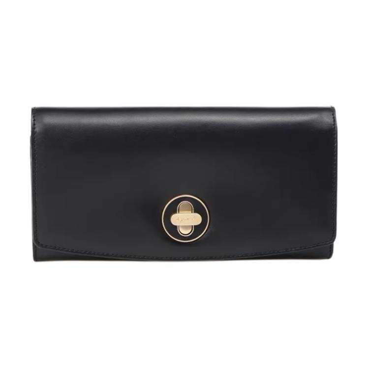 Agnes B. Cow Leather Wallet Unisex Black/Caramel