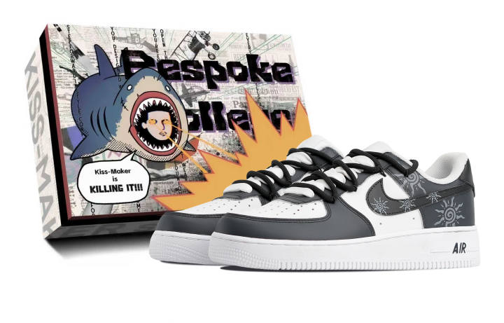 Nike Nike Air Force 1 Synthetic Leather Slip Resistant Height Increasing Mid top Vintage Basketball Shoes Unisex Black