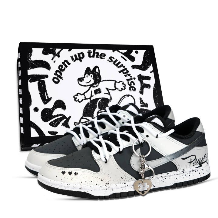 Nike Nike Dunk Black White, Puzzle Of The Heart Abrasion Resistant Slip Resistant Abrasion Resistant Slip Resistant Low top