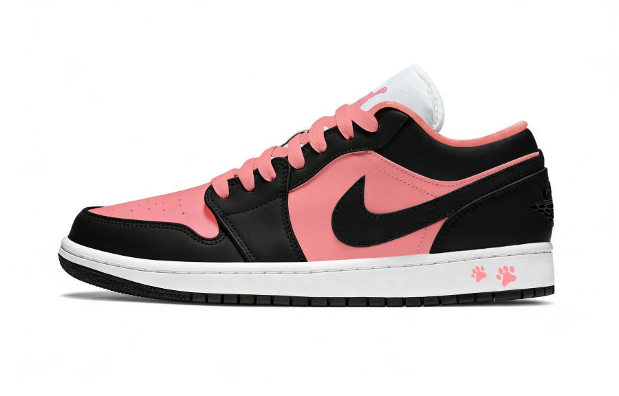 Jordan Jordan Air Jordan 1 Leather Low top Children's Basketball Shoes Black Pink Teenagers