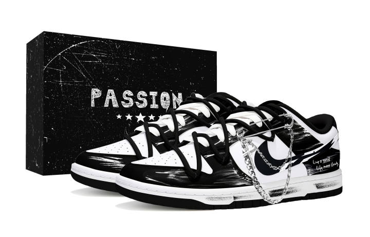 Nike Nike Dunk Black Thorn Box Abrasion Resistant Slip Resistant Low top Skateboard Shoes Women's Black White