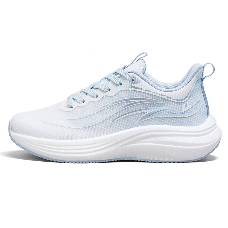 Warrior Cushioning Height Increasing Abrasion Resistant Breathable Low top Running Shoes Women's White Blue