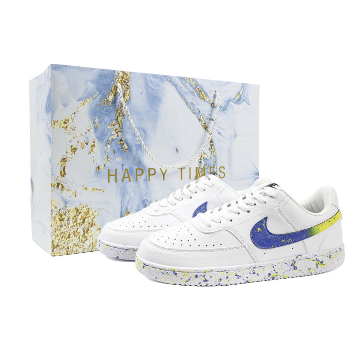 Nike Nike Court Vision 1 Yellow Blue Warning Shopping Bag Cushioning Abrasion Resistant Breathable Slip Resistant Low top