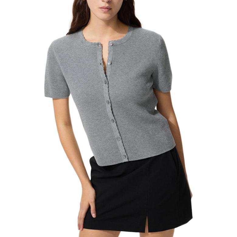 UNIQLO SS26 Knitwear Women's 04 Smoke Gray Crew Neck Moderate