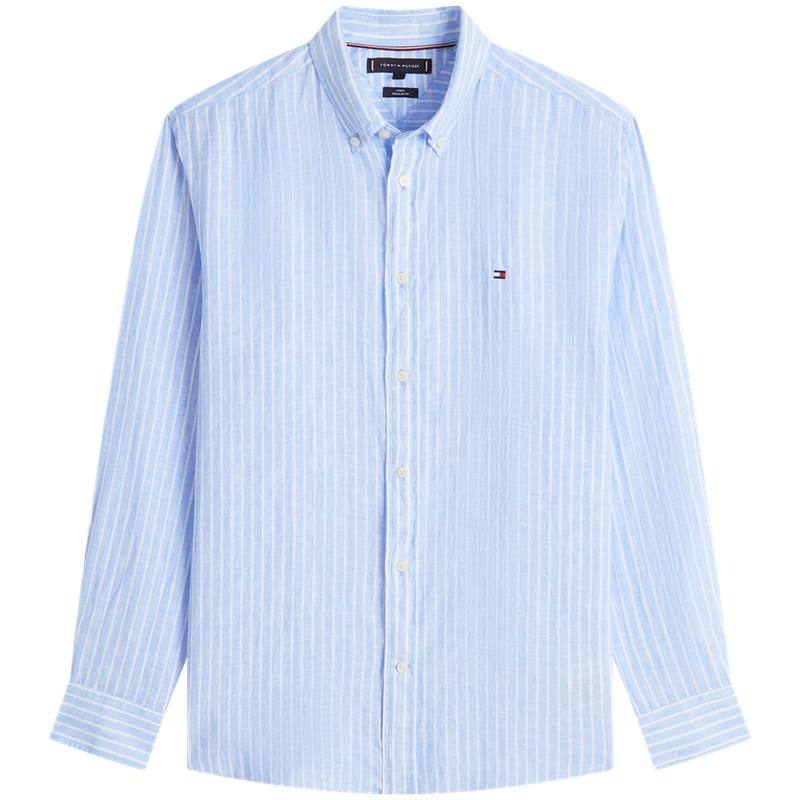 Tommy Hilfiger Shirts Men's Blue White Stripes 0A5 Lapel Moderate