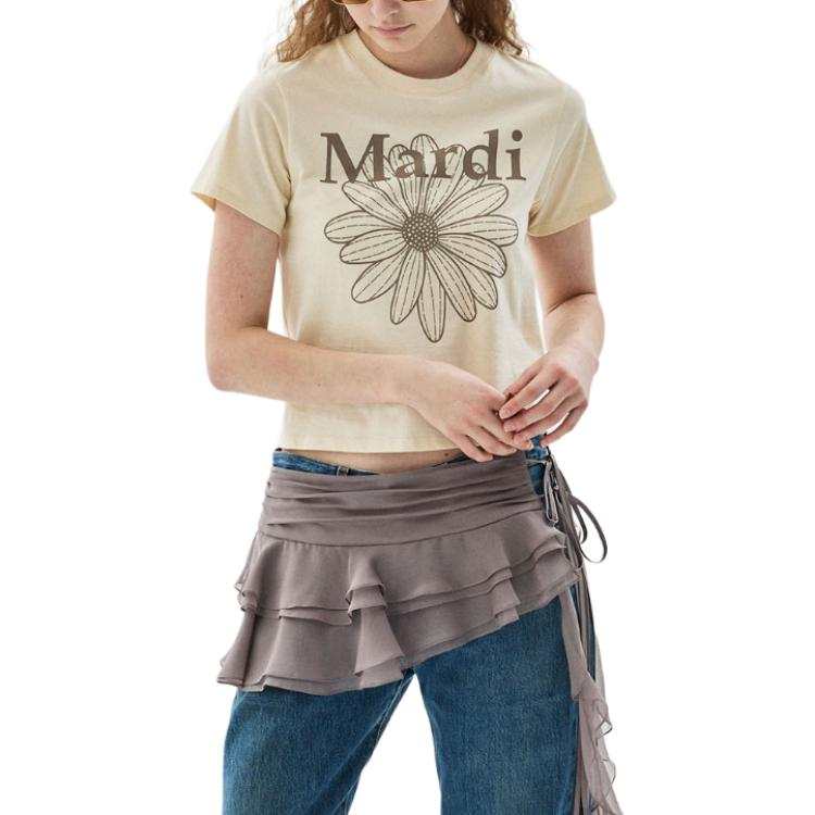 MARDI MERCREDI T Shirts Women's Butter Taupe Crew Neck