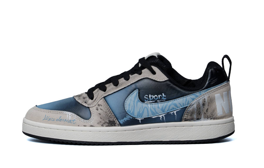 Nike Nike Court Borough Fashion Trend Cushioning Abrasion Resistant Slip Resistant Low top Skateboard Shoes Men's Black Blue