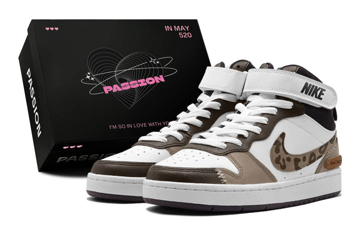 Nike Nike Court Borough 2 Mocha Leopard Print, Couple's, Hand Drawn Graffiti, Individual Creative