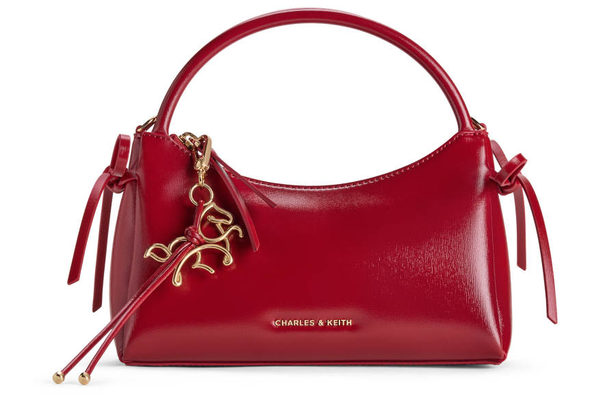 CHARLES&KEITH Pu Handbag, Crossbody Bag Small Women's Tomato Red Tomato Vermilion