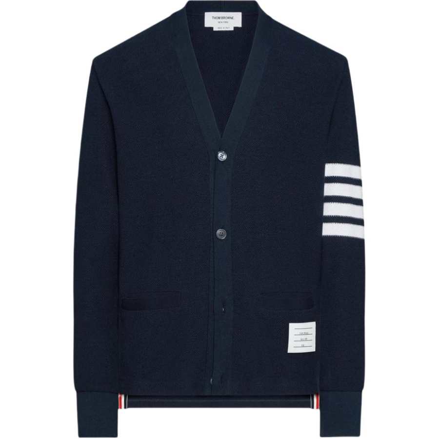 THOM BROWNE Thom Browne V-neck logo patch cardigan